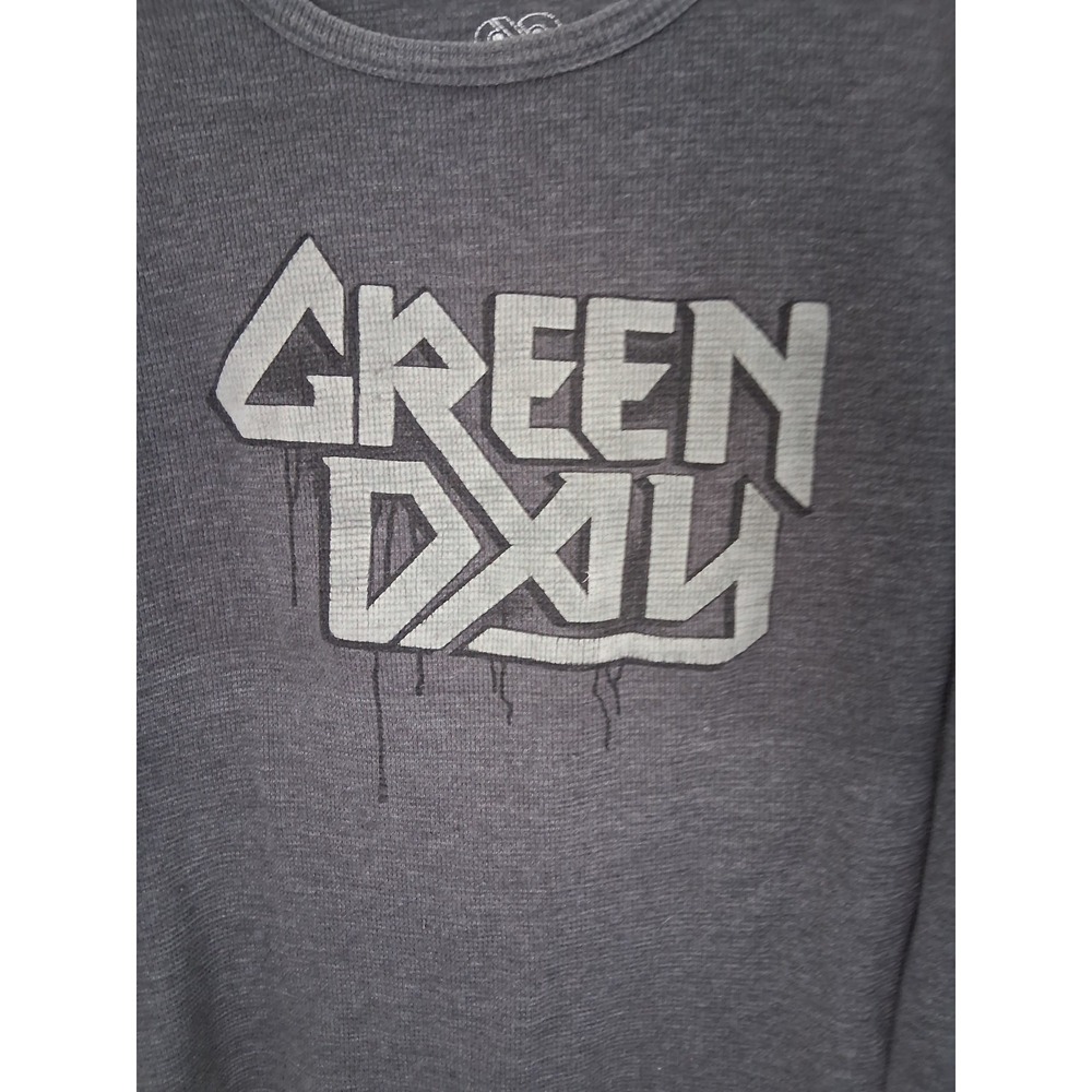 Y2k Vintage Green Day Cinder Block Waffle Knit Pullover Shirt Mens Medium Grunge - Picture 2 of 4